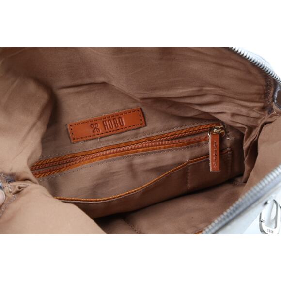 Hobo International Jessa Metallic Gray Leather Convertible Shoulder Bag Clutch - Picture 10 of 10